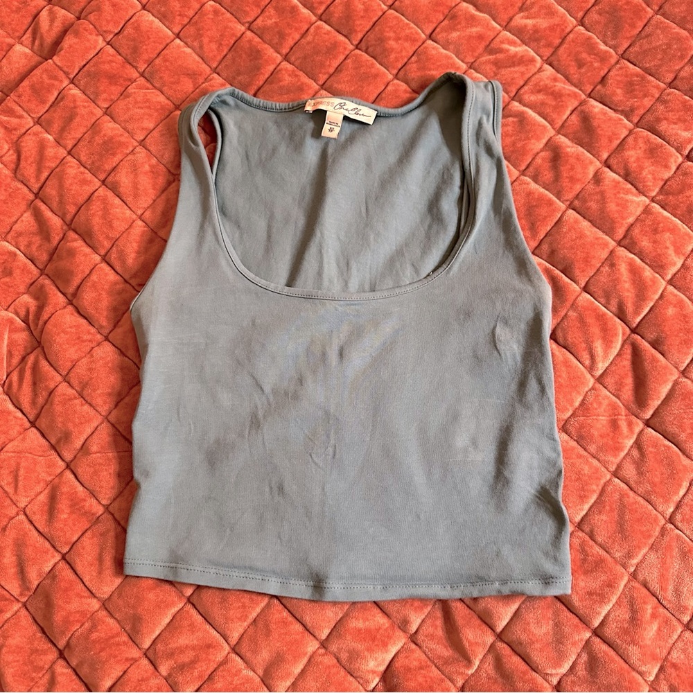 Teal express cropped tank top